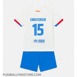Barcelona Andreas Christensen #15 Replik Auswärtstrikot Kinder 2023-24 Kurzarm (+ Kurze Hosen)